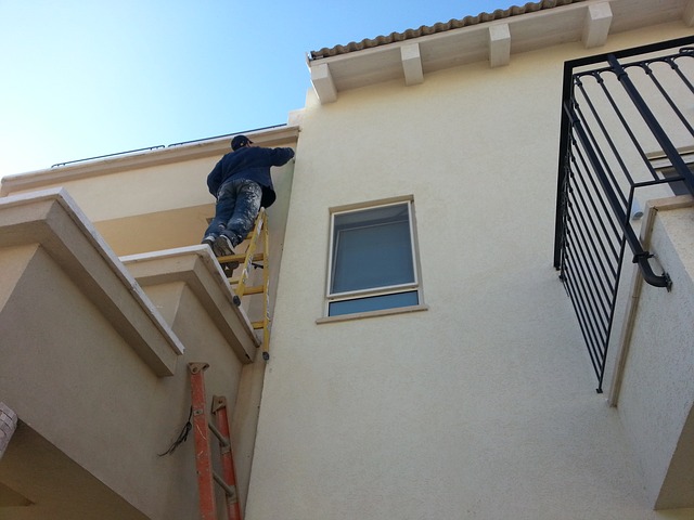 on a ladder